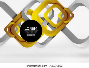 Squares geometric shapes in light grey 3d space. Vector abstract background