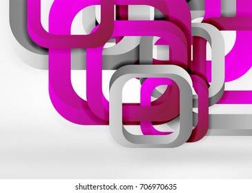 Squares geometric shapes in light grey 3d space. Vector abstract background