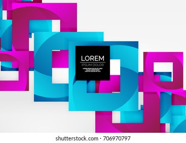 Squares geometric shapes in light grey 3d space. Vector abstract background