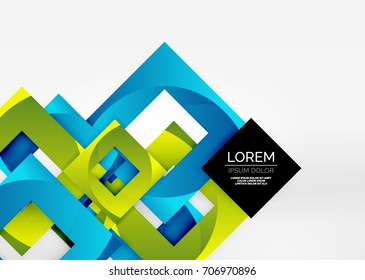 Squares geometric shapes in light grey 3d space. Vector abstract background