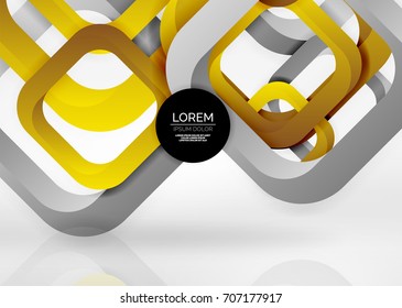 Squares geometric shapes in light grey 3d space. Vector abstract background