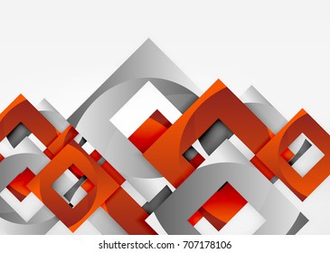 Squares geometric shapes in light grey 3d space. Vector abstract background