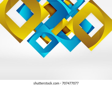 Cuadraba formas geométricas en un espacio 3d de color gris claro. Fondo abstracto vectorial