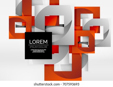 Cuadraba formas geométricas en un espacio 3d de color gris claro. Fondo abstracto vectorial