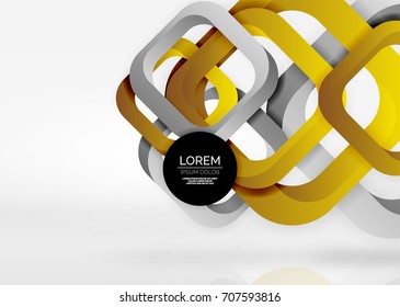 Squares geometric shapes in light grey 3d space. Vector abstract background