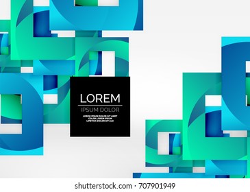 Squares geometric shapes in light grey 3d space. Vector abstract background