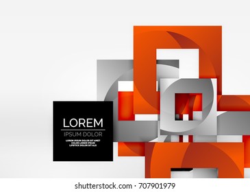 Squares geometric shapes in light grey 3d space. Vector abstract background