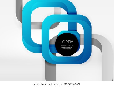 Squares geometric shapes in light grey 3d space. Vector abstract background