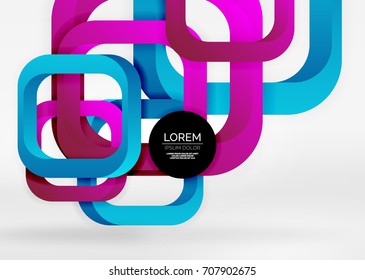Squares geometric shapes in light grey 3d space. Vector abstract background
