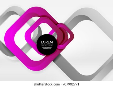 Squares geometric shapes in light grey 3d space. Vector abstract background