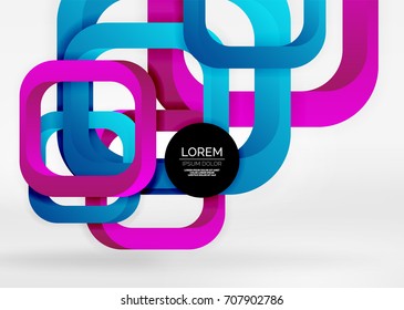 Squares geometric shapes in light grey 3d space. Vector abstract background