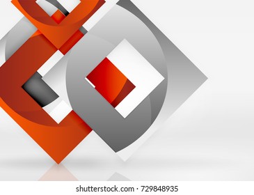 Cuadraba formas geométricas en un espacio 3d de color gris claro. Fondo abstracto vectorial