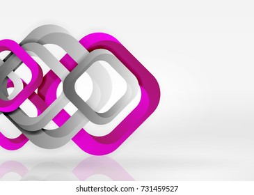 Cuadraba formas geométricas en un espacio 3d de color gris claro. Fondo abstracto vectorial