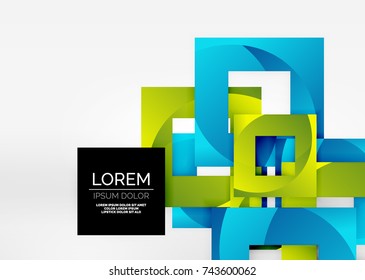 Squares geometric shapes in light grey 3d space. Vector abstract background