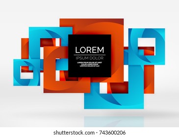Cuadraba formas geométricas en un espacio 3d de color gris claro. Fondo abstracto vectorial