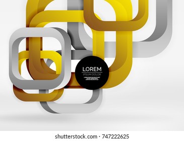 Squares geometric shapes in light grey 3d space. Vector abstract background