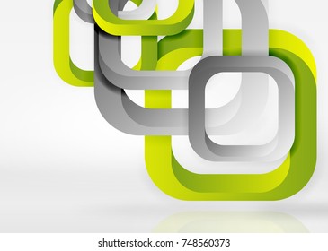Squares geometric shapes in light grey 3d space. Vector abstract background