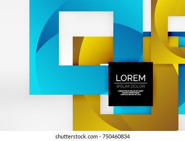 Squares geometric shapes in light grey 3d space. Vector abstract background