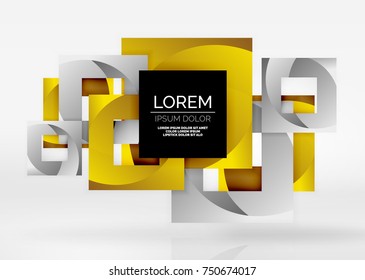 Cuadraba formas geométricas en un espacio 3d de color gris claro. Fondo abstracto vectorial