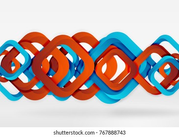 Squares geometric shapes in light grey 3d space. Vector abstract background