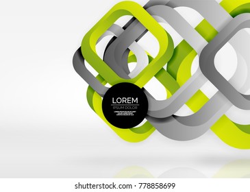 Squares geometric shapes in light grey 3d space. Vector abstract background