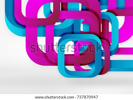 Squares geometric shapes in light grey 3d space. Vector abstract background