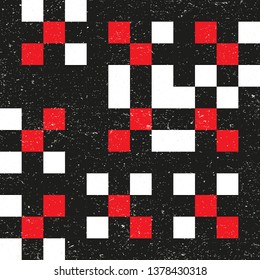 Squares geometric vector seamless pattern. Simple shapes with textured surface.
