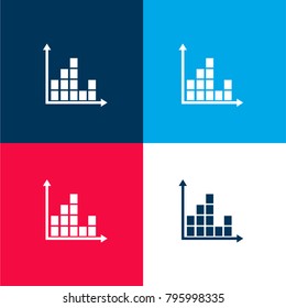 Squares graphic four color material and minimal icon logo set in red and blue