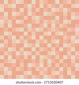 squares from hand drawn pixels. vector seamless pattern. peach color repetitive background. modern decorative art. geometric fabric swatch. textile design. embroidery template