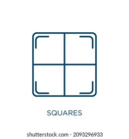 squares icon. Thin linear squares outline icon isolated on white background. Line vector squares sign, symbol for web and mobile