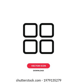 Squares icon vector. Squares button sign