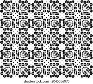 Squares illusion pattern with geometrical flower buds. Kaleidoscope seamless vector texture in monochrome. for application on wallpaper, fabric prints, backgrounds, etc