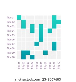 Quadriert Infografik-Design-Vorlage. Workflow-Plan. Produktentwicklung. Mitarbeiterinformation. Bearbeitbare Grid-Infochart. Visuelle Datendarstellung. Myriad Pro-kühne, Standardschriftarten verwendet