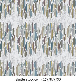 Squares of Leaves Seamless Pattern in Pastel Tones. Abstract Nature Design
