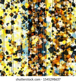 Squares and lines. Light yellow and blue seamless texture. Abstract vector background for web page, banners backdrop, fabric, home decor, wrapping