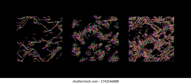 Cuadrados hechos con arte generativo, ruido Perlin. Fondo surrealista futurista con formas orgánicas como raíces o líquido fluido.