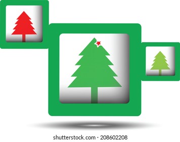 squares with merry christmas tree on white background,vector 