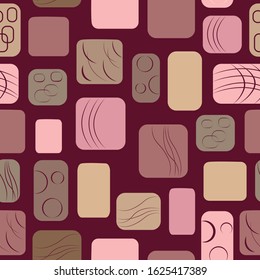 
Squares. Multicolor vector seamless pattern with abstract shapes. geometric art print. ethnic hipster background. Wallpaper, fabric design, fabric, textile.