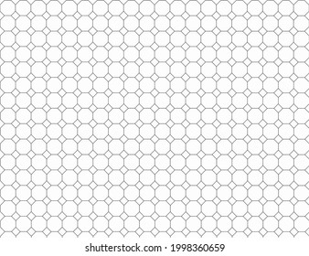 Squares and octagon.Grid on a white background.Seamless pattern.Truncated square tiling.linear and geometric wallpaper.