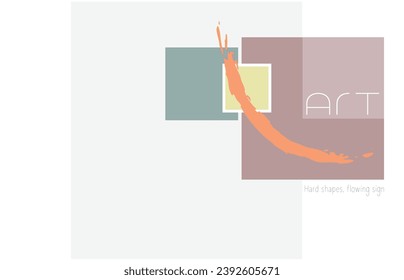 Squares and orange sign. Minimalism cover. Title: ART