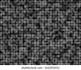 squares pixelated, block pixels random mosaic pattern / background. fusion checkered grid, mesh. shuffle, diffuse scatter squares. clutter matrix. geometric jumble texture. fragmentation vector art