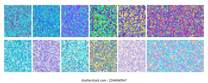 Squares pixels checkered patterns with random colors. 1920x1080 vector backgrounds. svg