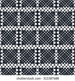 The squares of the points in monochrome pattern, seamless vector background.
