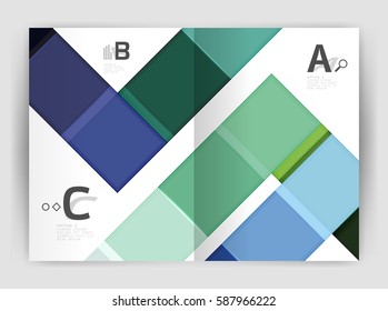 Squares and rectangles a4 brochure template. Vector design for infographics workflow layout, diagram, number options or web design