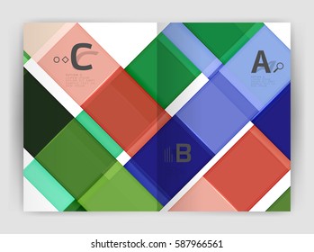 Squares and rectangles a4 brochure template. Vector design for infographics workflow layout, diagram, number options or web design