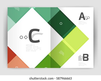 Squares and rectangles a4 brochure template. Vector design for infographics workflow layout, diagram, number options or web design