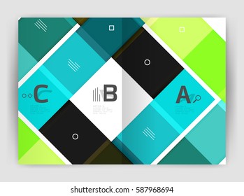 Squares and rectangles a4 brochure template. Vector design for infographics workflow layout, diagram, number options or web design