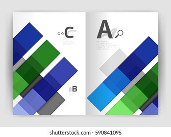 Squares and rectangles a4 brochure template. Vector design for infographics workflow layout, diagram, number options or web design