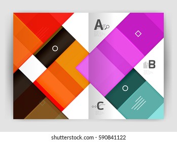 Squares and rectangles a4 brochure template. Vector design for infographics workflow layout, diagram, number options or web design