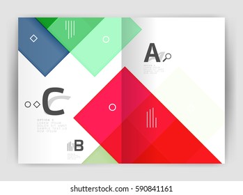Squares and rectangles a4 brochure template. Vector design for infographics workflow layout, diagram, number options or web design